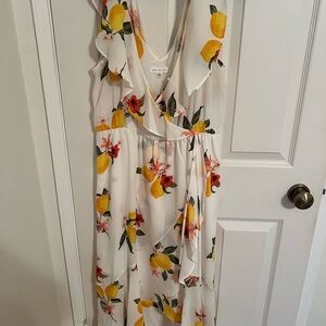 Socialite White Dress with Lemon and Floral Accents